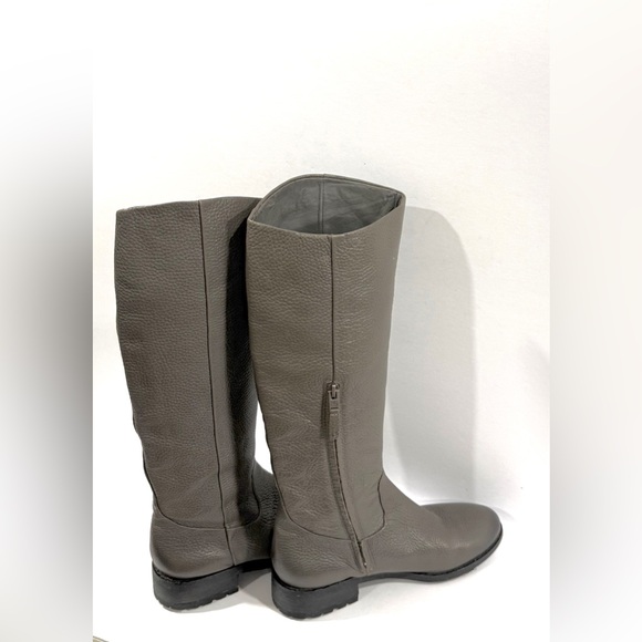 Sam Edelman Gray Leather Tall Riding Boots Women’s 7.5 Zip Low Heel - Picture 10 of 10